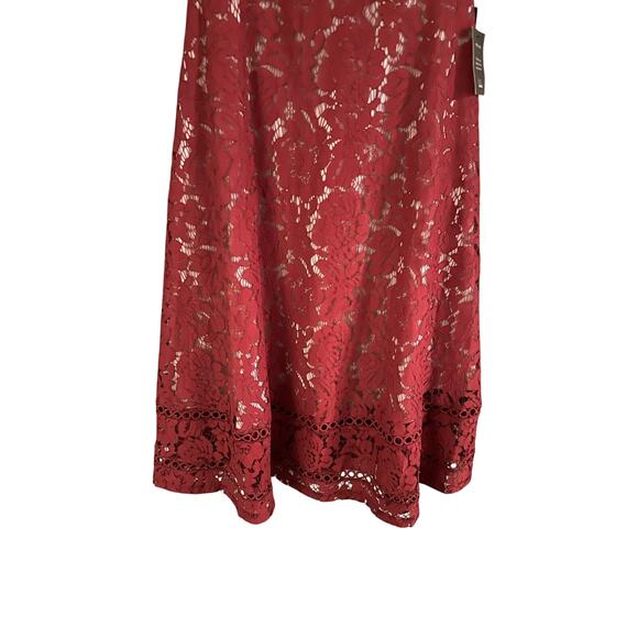 Kiss Kiss Burgundy Lace Sleeveless Midi Dress S Classy Holiday Event Cocktail - Picture 7 of 13